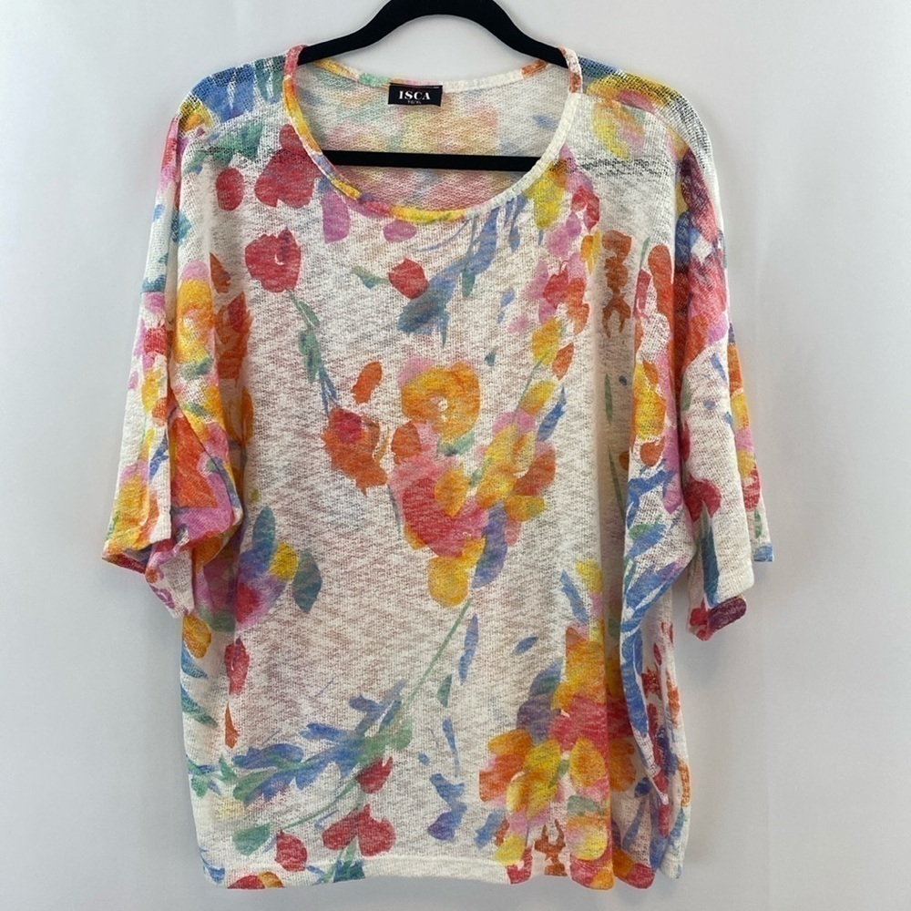 Knit Floral Lightweight Short Sleeve Top